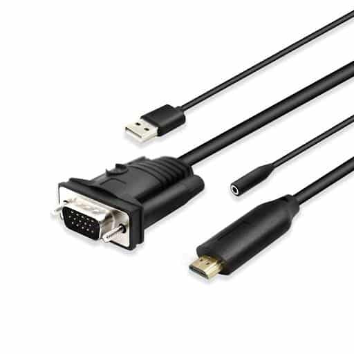 Kwadrant maak het plat serveerster 4XEM 6ft HDMI to VGA Adapter with 3.5mm Audio Jack and USB Power