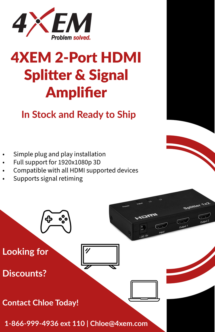 Product Spotlight: 4XEM 2-Port HDMI Splitter Signal Amplifier