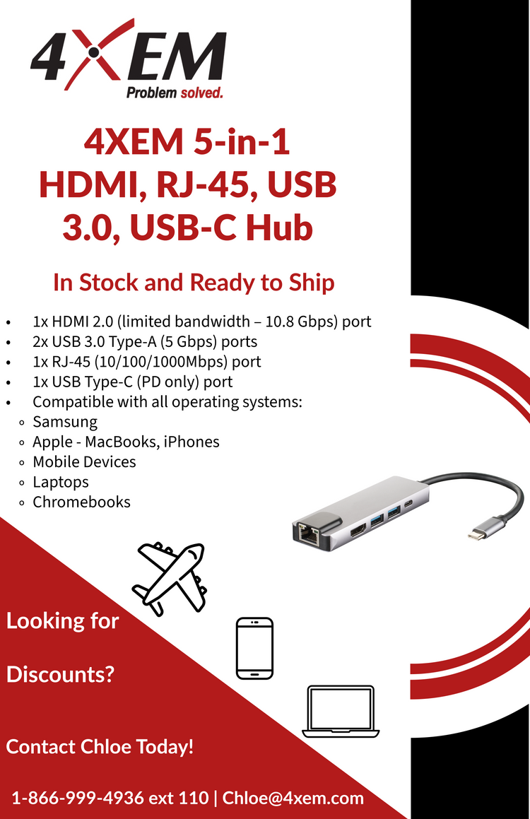 Product Spotlight: 4XEM’s 5-in-1 HDMI, RJ-45, USB 3.0, USB-C Hub