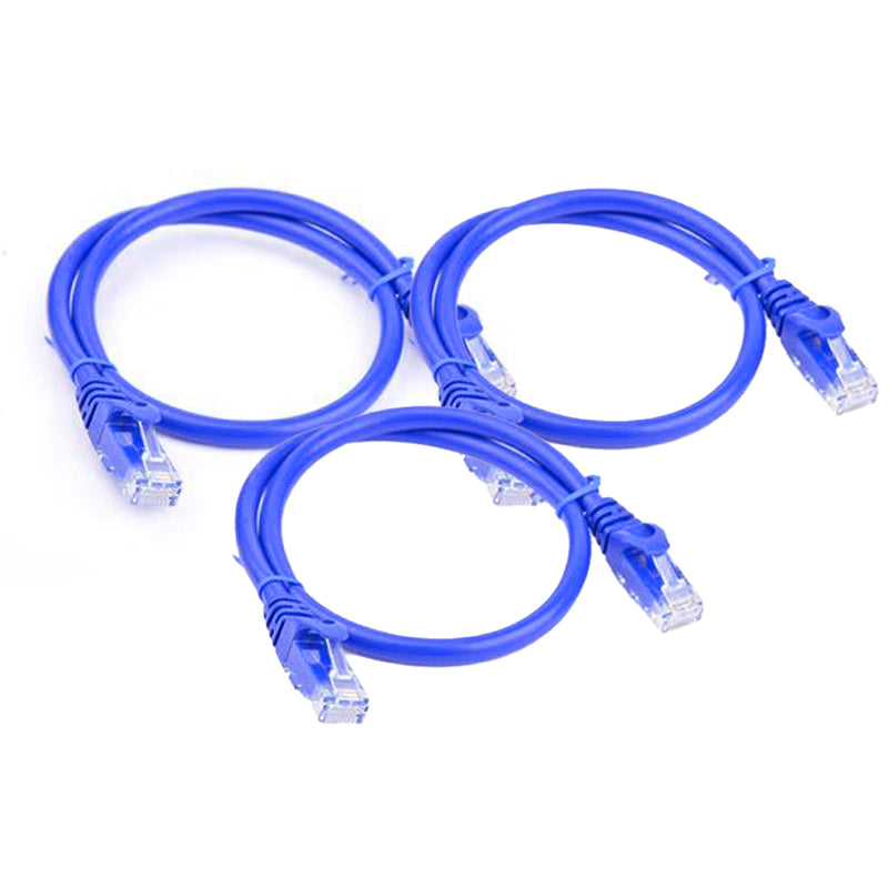 Load image into Gallery viewer, 4XEM 1FT Cat5e Molded RJ45 UTP Network Patch Cable Blue – 3 Pack
