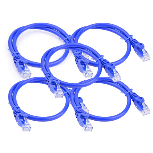 4XEM 1FT Cat5e Molded RJ45 UTP Network Patch Cable Blue – 5 Pack