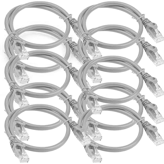 4XEM 1FT Cat5e Molded RJ45 UTP Network Patch Cable Gray – 10 Pack