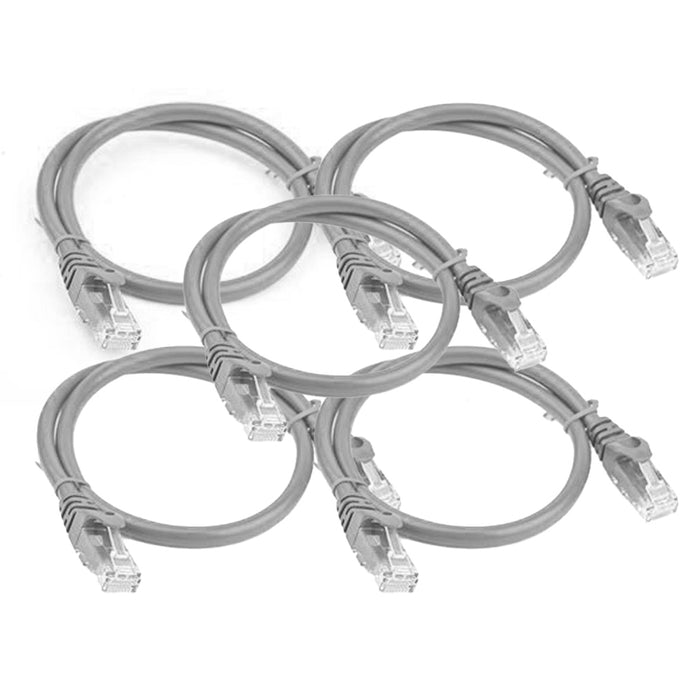 4XEM 1FT Cat5e Molded RJ45 UTP Network Patch Cable Gray – 5 Pack