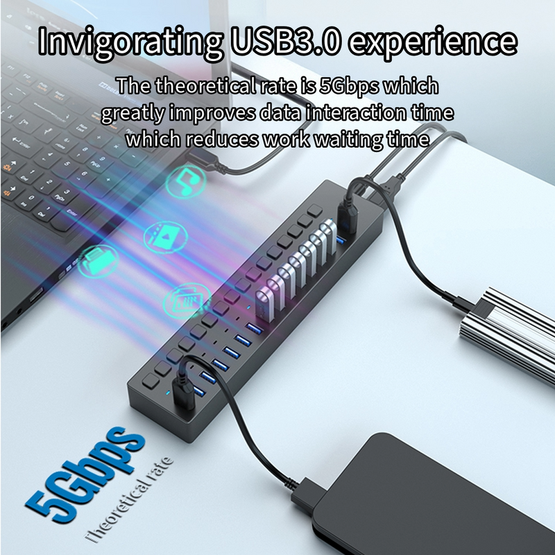 Load image into Gallery viewer, 4XEM 16 Port USB 3.0 Power Switch Data Transfer Hub
