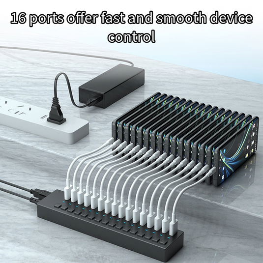 4XEM 16 Port USB 3.0 Power Switch Data Transfer Hub