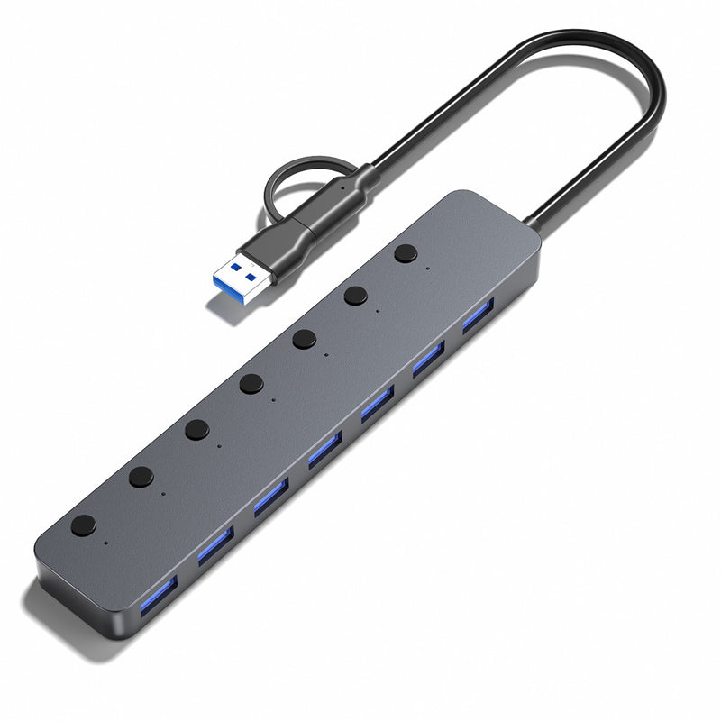 Load image into Gallery viewer, 4XEM 7-port USB-A 3.0 Hub with USB-A and USB-C connection
