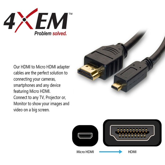 4XEM 15FT Micro HDMI To HDMI Adapter Cable