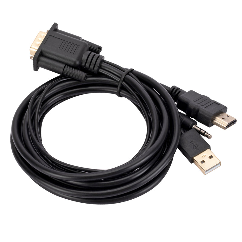 Load image into Gallery viewer, 4XEM HDMI to VGA Adapter Cable With 3.5mm Audio Cable- 6FT Black
