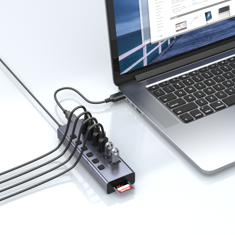 Load image into Gallery viewer, 4XEM 8-in-1 Multi port power USB Hub
