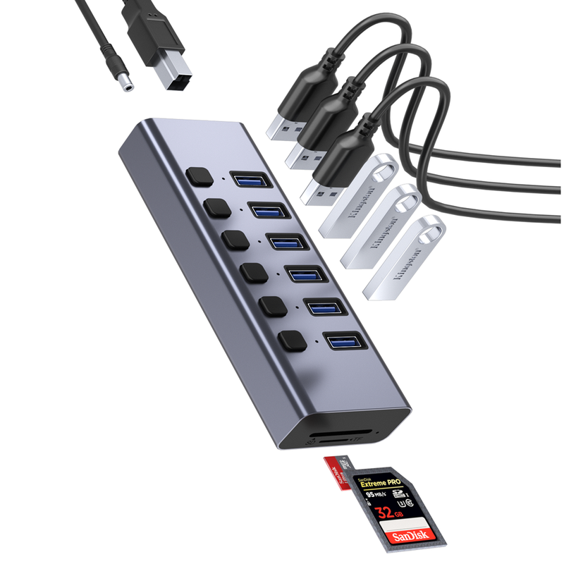 Load image into Gallery viewer, 4XEM 8-in-1 Multi port power USB Hub
