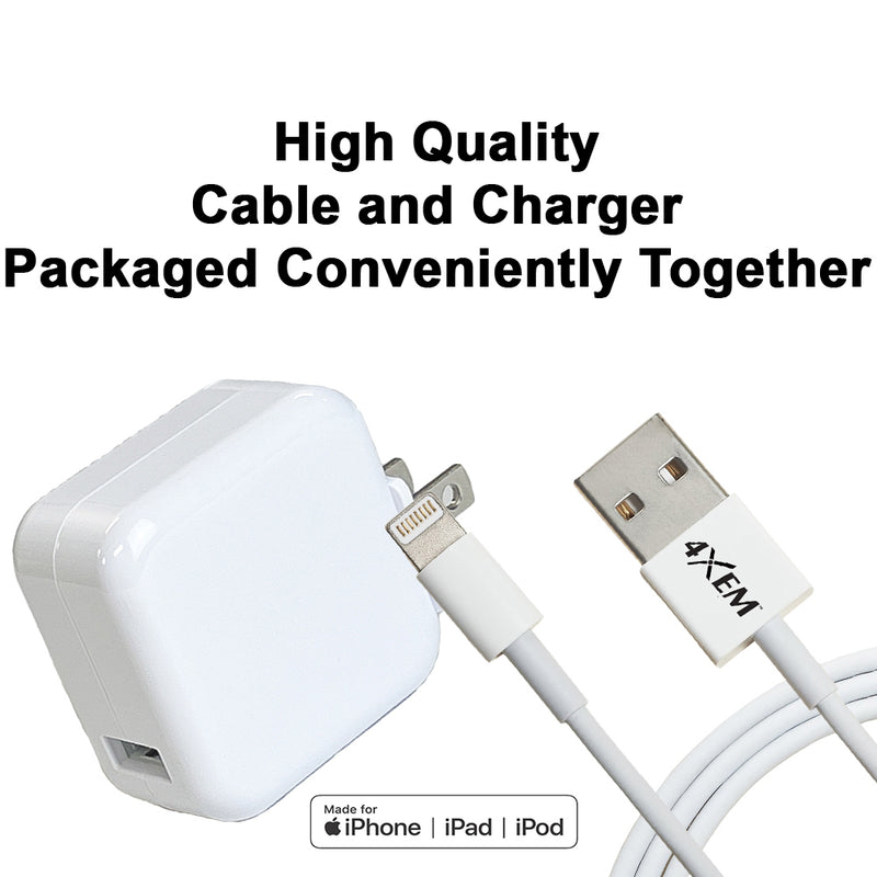 Load image into Gallery viewer, 4XEM iPad Charging Kit - 3FT Cable with 12W iPad wall charger - MFi Certified
