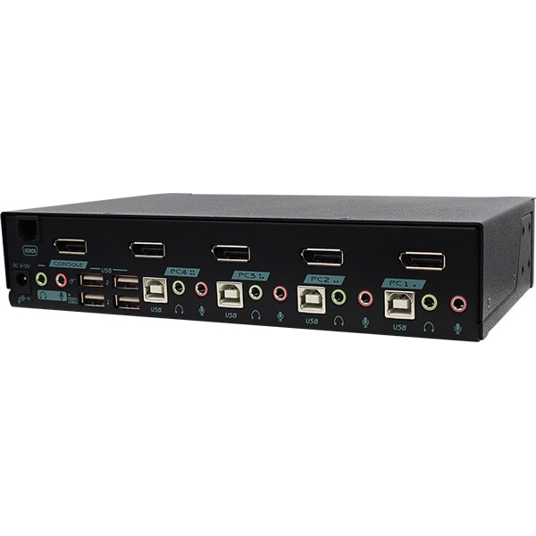 Load image into Gallery viewer, 4XEM 4 Port 8K DisplayPort 1.4 KVM Switch with USB 2.0, Serial Control, Hotkey Control - TAA
