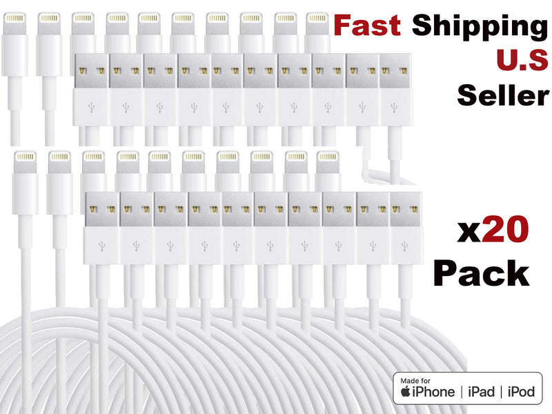 Load image into Gallery viewer, 4XEM 20 Pack of 3FT 8-Pin Lightning To USB Cable For iPhone/iPod/iPad (White) - MFi Certified
