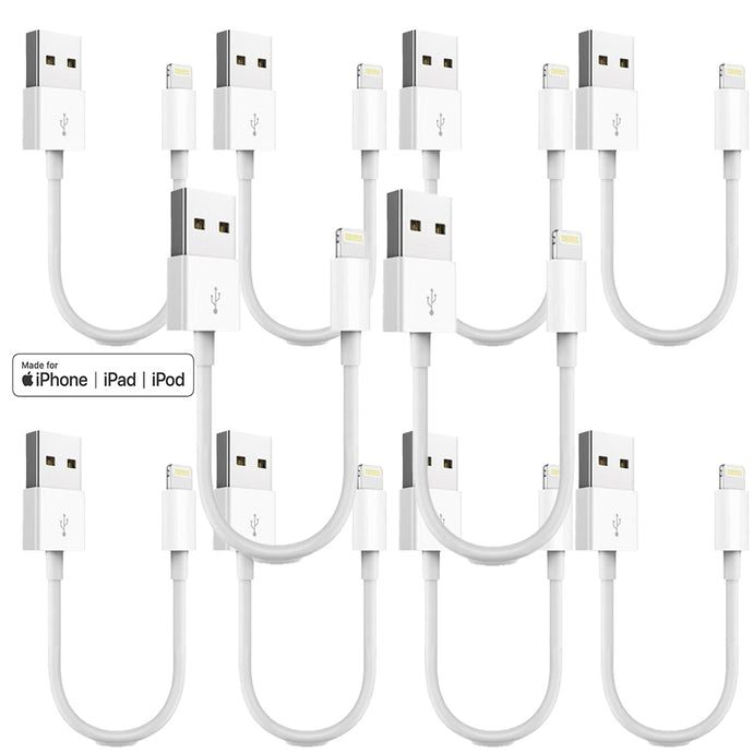 4XEM 10 Pack 1FT USB-A to Lightning Cable White – MFi Certified