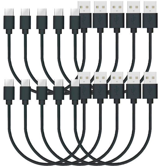 4XEM 10 pack of 1FT USB-A to USB-C Power Delivery Cable – Black