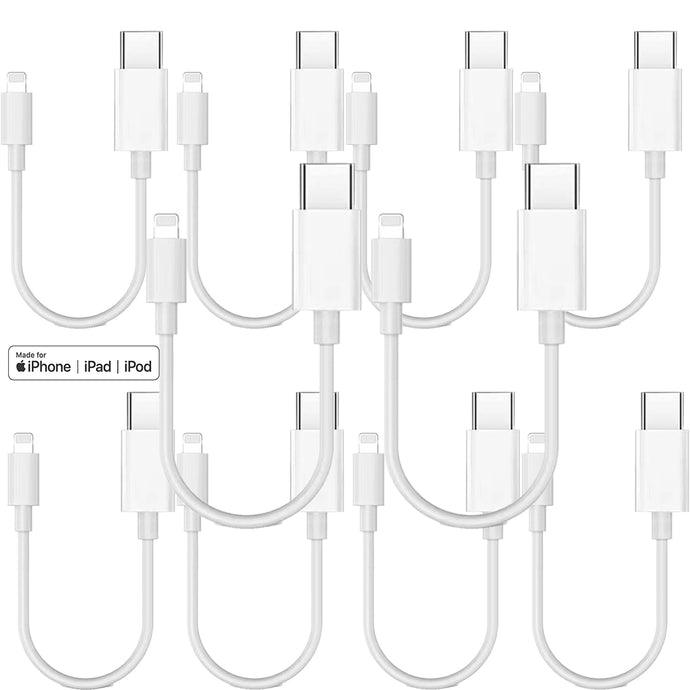 4XEM 10 Pack 1FT USB-C to Lightning Cable White – MFi Certified