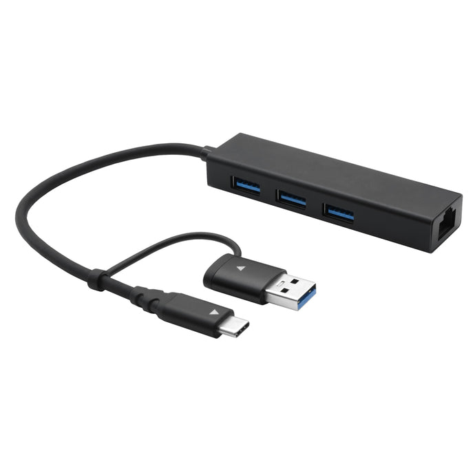 4XEM 3 port USB-C & USB-A Hub with RJ-45 Ethernet and USB-A Adapter- TAA