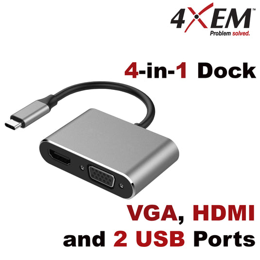 4XEM 4-in-1 HDMI, VGA, Power Delivery USB-C Hub