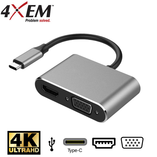 4XEM 4-in-1 HDMI, VGA, Power Delivery USB-C Hub