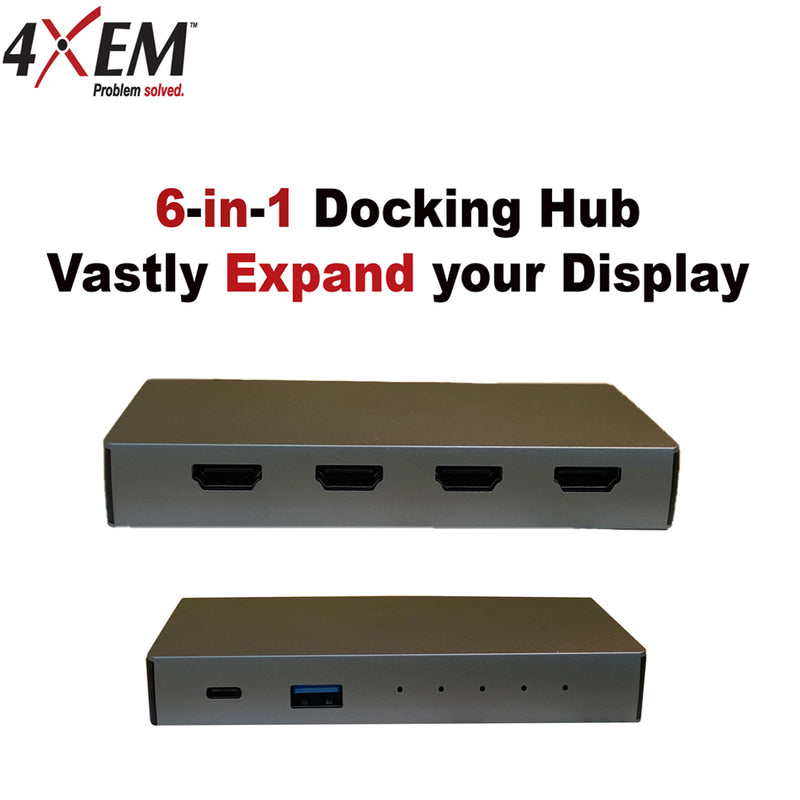 Load image into Gallery viewer, 4XEM 6-in-1 4 HDMI port USB-C Hub
