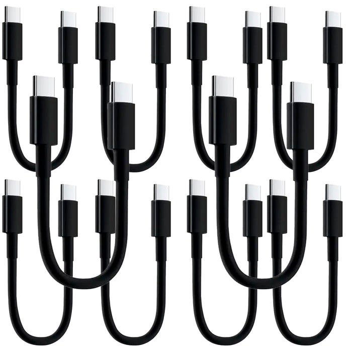 4XEM 10 Pack of 1FT USB-C to USB-C 60W Power Delivery Cable – Black