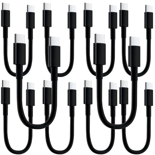 4XEM 10 Pack of 1FT USB-C to USB-C 60W Power Delivery Cable – Black