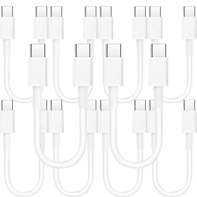 4XEM 10 Pack of 1FT USB-C to USB-C 60W Power Delivery Cable – White