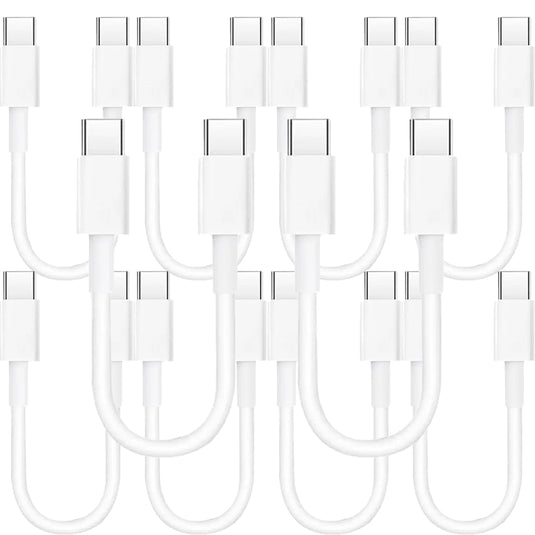 4XEM 10 Pack of 1FT USB-C to USB-C 60W Power Delivery Cable – White