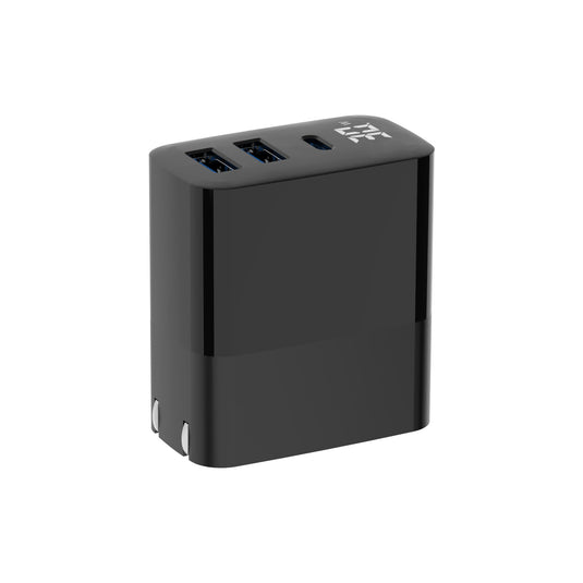 4XEM 30W Wall Charger Triple Output w/ display - Black