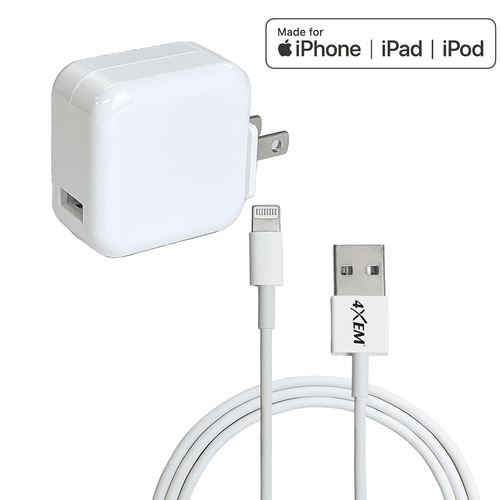 4XEM iPad Charging Kit - 3FT Cable with 12W iPad wall charger - MFi Certified