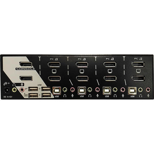 4XEM 4 Port Dual Monitor 4K DisplayPort KVM Switch with USB 2.0, Audio, Hotkey Control - TAA