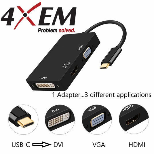 3 in 1 USB C to HDMI DVI VGA Adapter