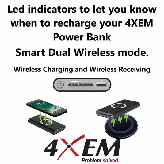 postzegel kristal korting 4XEM Fast Wireless Charging Power Banks with a 10000mAh Capacity Black