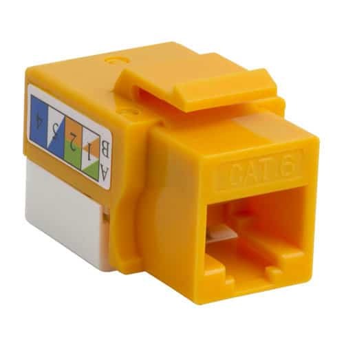 4XEM Cat6 RJ45 Keystone Jack UTP 110-Type Yellow